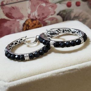 Elite Shungite Hoop earrings in Platinum over